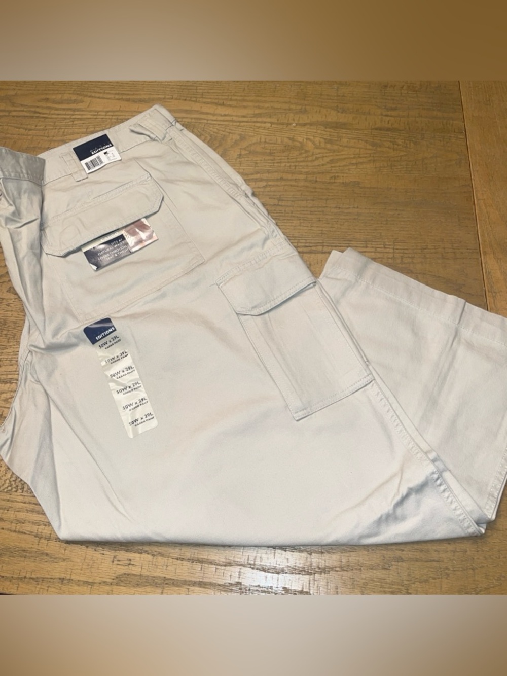 K-Mart Vintage Cargo Khaki Pants Tan Mens 50 X 29 100% Cotton NEW